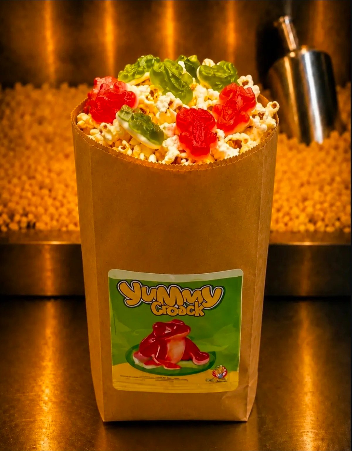 Pochoclos con gomitas de rana