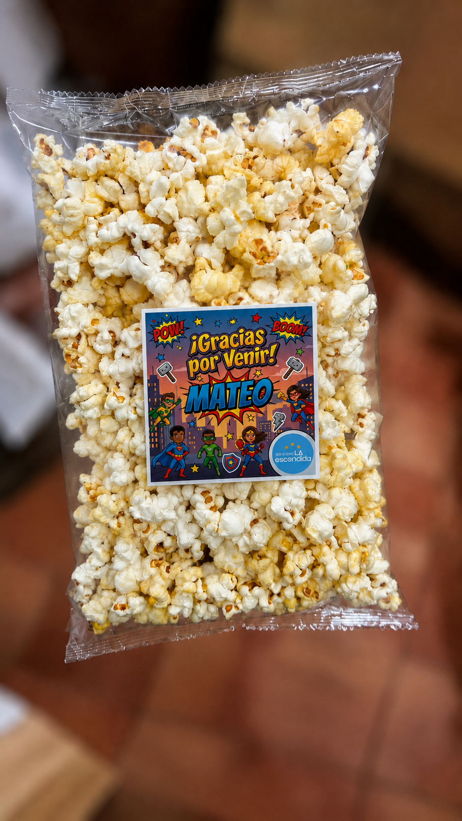 Sorpresita de cumpleaños personalizada con pochoclos